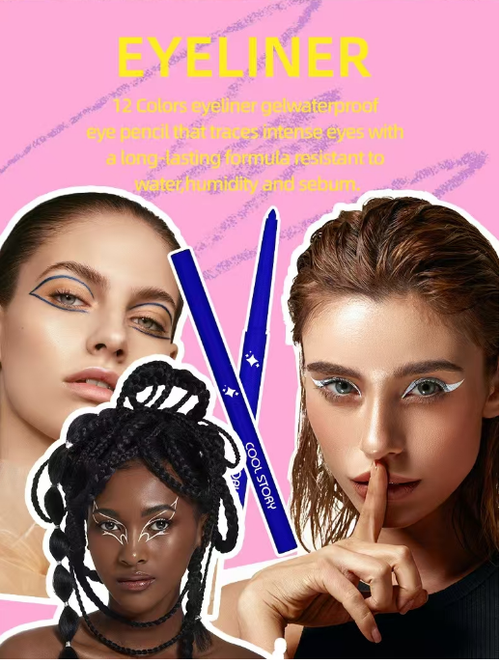 Multicolor Gel Glitter Eyeliner Waterproof Long-Wear Gel Pencil Eyeliner