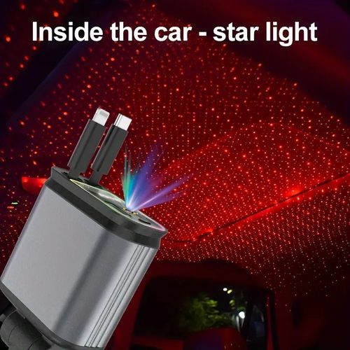 Retractable Car Charge With Star Projector Night Light