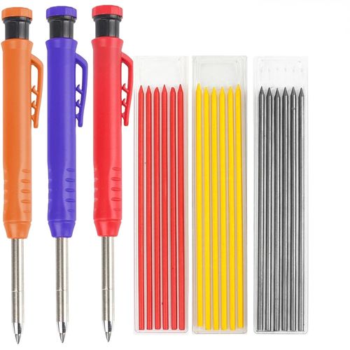 Deep Hole Marker for Construction, Heavy Duty Woodworking Pencils for Architect