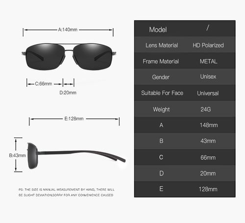 Ultra Lightweight Rectangular Polarized Sunglasses UV400 Protection