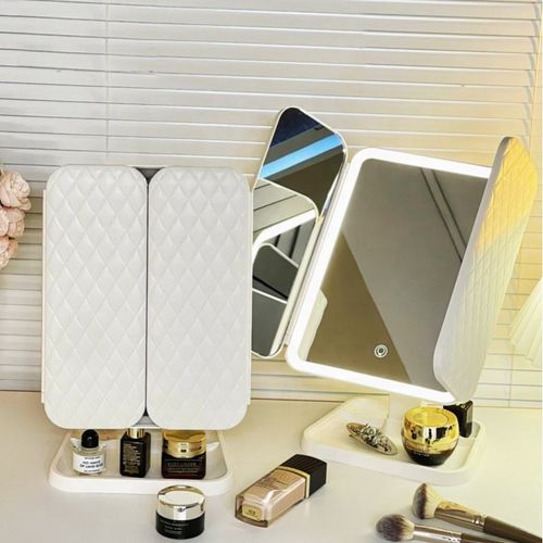 Led Smart Touch Three-Color Folding Shell Mirror