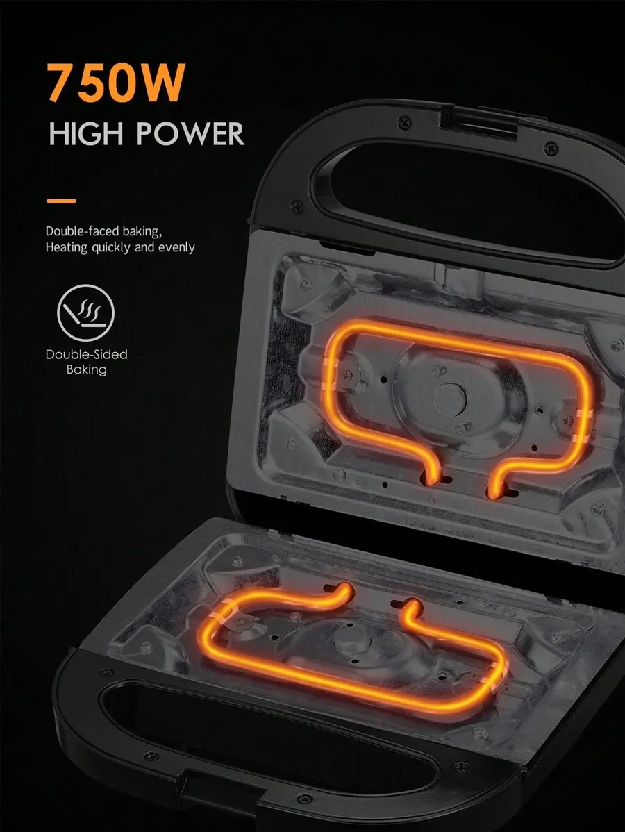 2 Slice Grilled Cheese Maker with Non-stick Flat Plates
