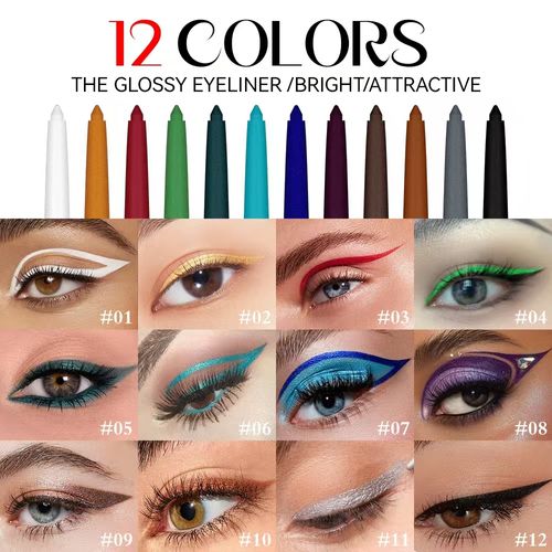 Multicolor Gel Glitter Eyeliner Waterproof Long-Wear Gel Pencil Eyeliner