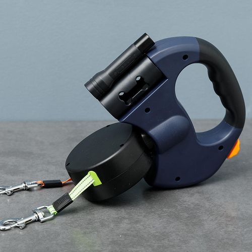 Two-end one-tow two-retractable pet leash