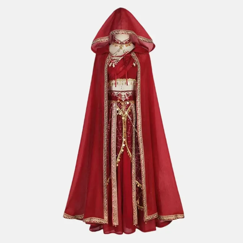 Vintage Embroidery Sleeve Sequin Hanfu Costume Four Pieces