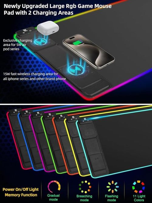 Gaming Mouse Pad with Magnetic Wireless Charging