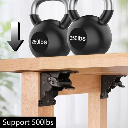 （4PCS）Heavy-Duty Folding Table Leg Brackets with Self-Locking Hinges