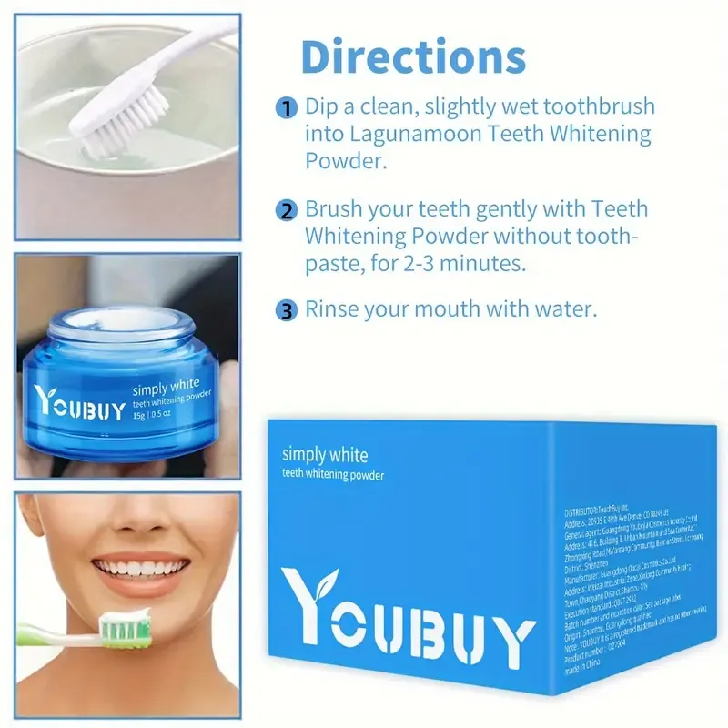 Teeth Whitening Powder, Teeth Polishing Tooth Deep Cleaning Powder, Stain Remover, Plaque Cleaning By Brushing, Breath Freshener, Tooth Cleaning Powder For Daily Life