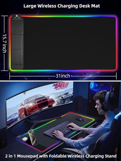 Gaming Mouse Pad with Magnetic Wireless Charging