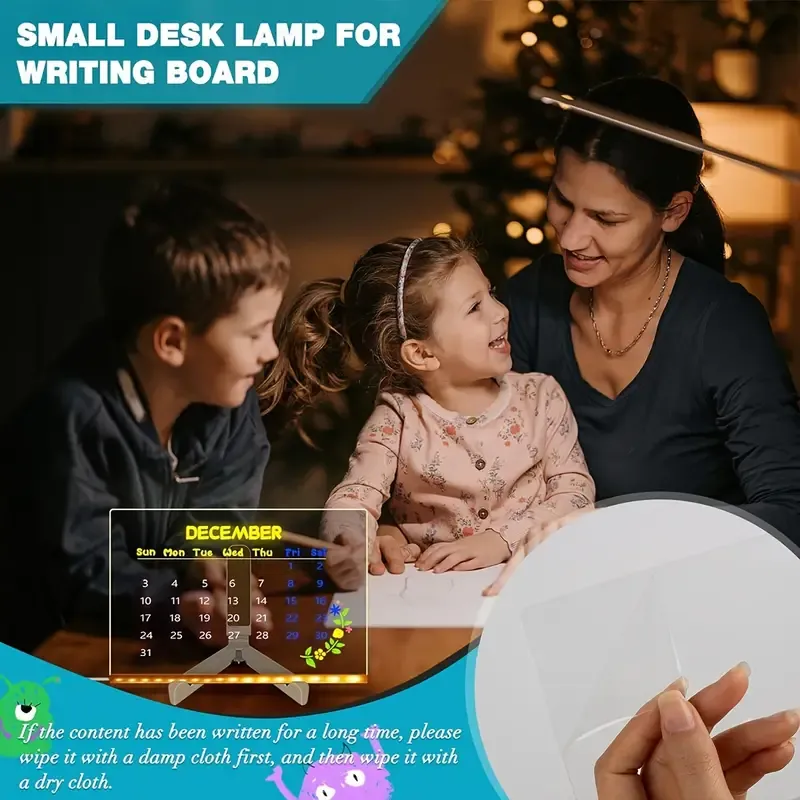 1pc USB LED Lighted Message Board - 7-Color Pen Set, Radiant Acrylic Glow Design, Dry Erase Drawing Board with Adjustable Stand for Ads, Education, Office Creativity and Memos