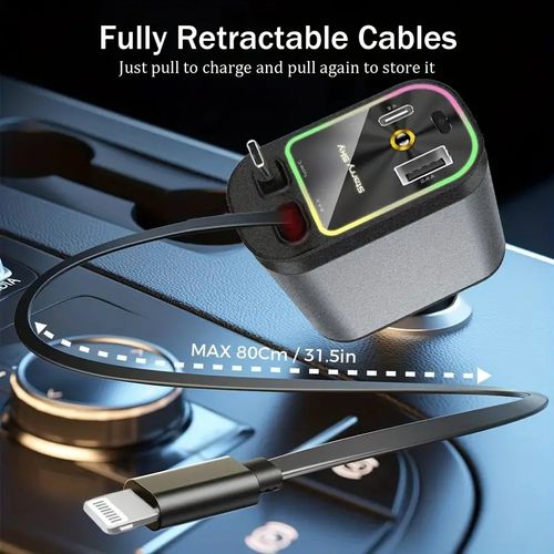 Retractable Car Charge With Star Projector Night Light