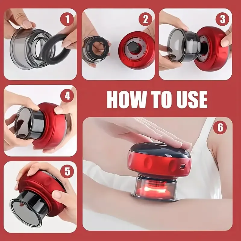 New Household Electric Cupping Device Smart Warm Moxibustion Scraping Device Portable Vacuum Cupping Suction Machine Massage