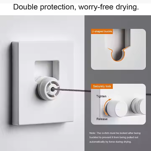 ultifunction Wall Mounted Retractable Clothesline Laundry ABS Steer