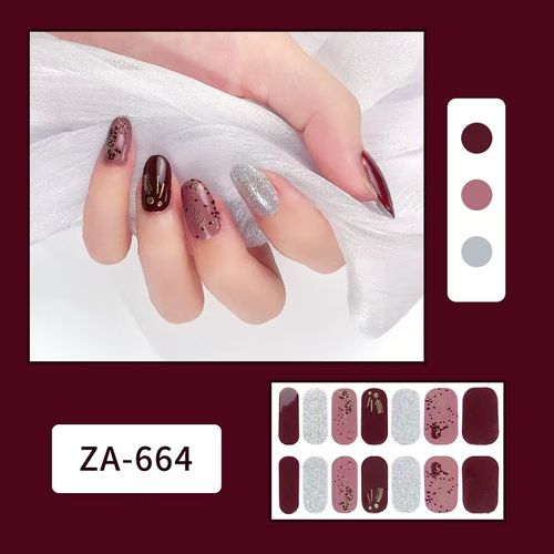 Semi Cured Gel Nail Wraps Nail Stickers（With lights）