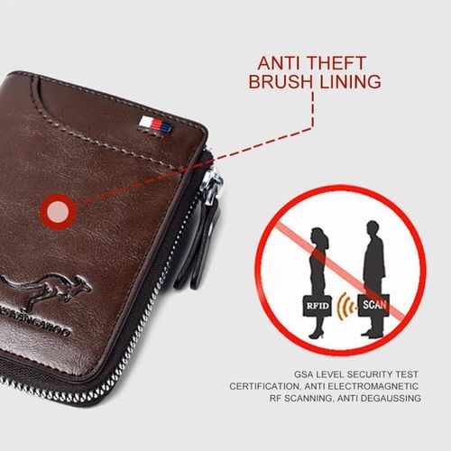 Men Wallet Zipper Genuine Leather Purse