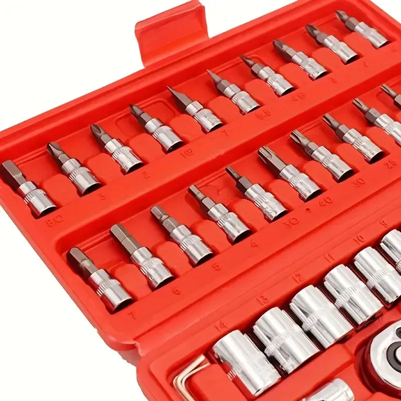 46 pcs Drive Ratchet Wrench Set with Drill Bits