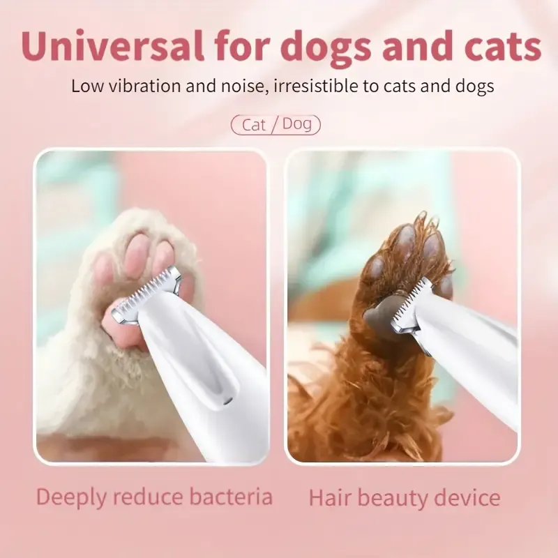 Low Noise Electric Pet Hair Clipper Waterproof LED Display Stainless Steel Trimmer for Dogs Cats around Eyes Paws Face