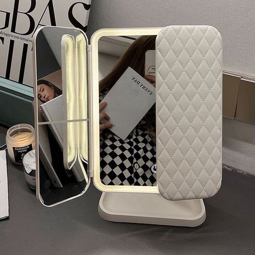 Led Smart Touch Three-Color Folding Shell Mirror