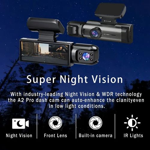 2K Dual Camera, Dash Cam For Cars, Front And Inside, Car Camera With IR Night Vision