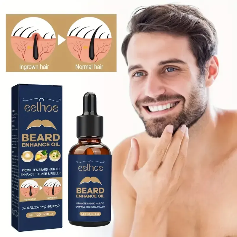 Thicker Essence Mustache Fast Grow Eyebrow Essence, Men's Beard Oil Beard Care Moisturizing Dense Smooth Beard Oil Father's Day Gift 复制