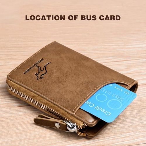 Men Wallet Zipper Genuine Leather Purse
