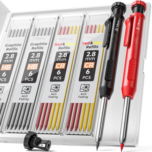 Deep Hole Marker for Construction, Heavy Duty Woodworking Pencils for Architect