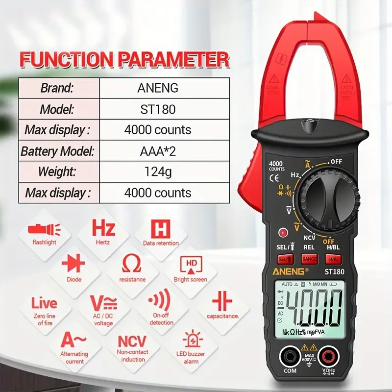 Advanced 4000 Counts ST180 Digital Clamp Meter Multimete