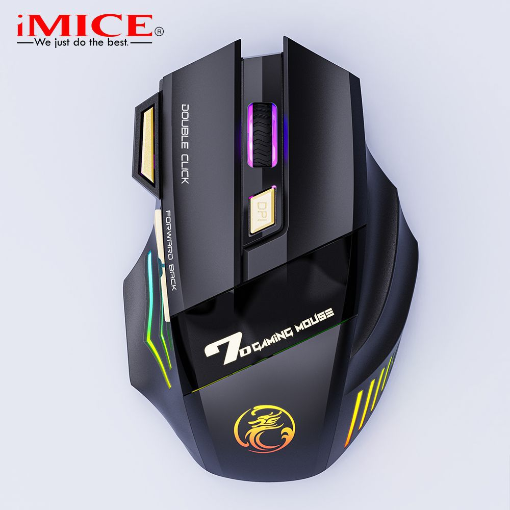 🖱️2.4G Silent Rechargeable Wireless Gaming Mouse with Vibrant RGB Breathing Lights