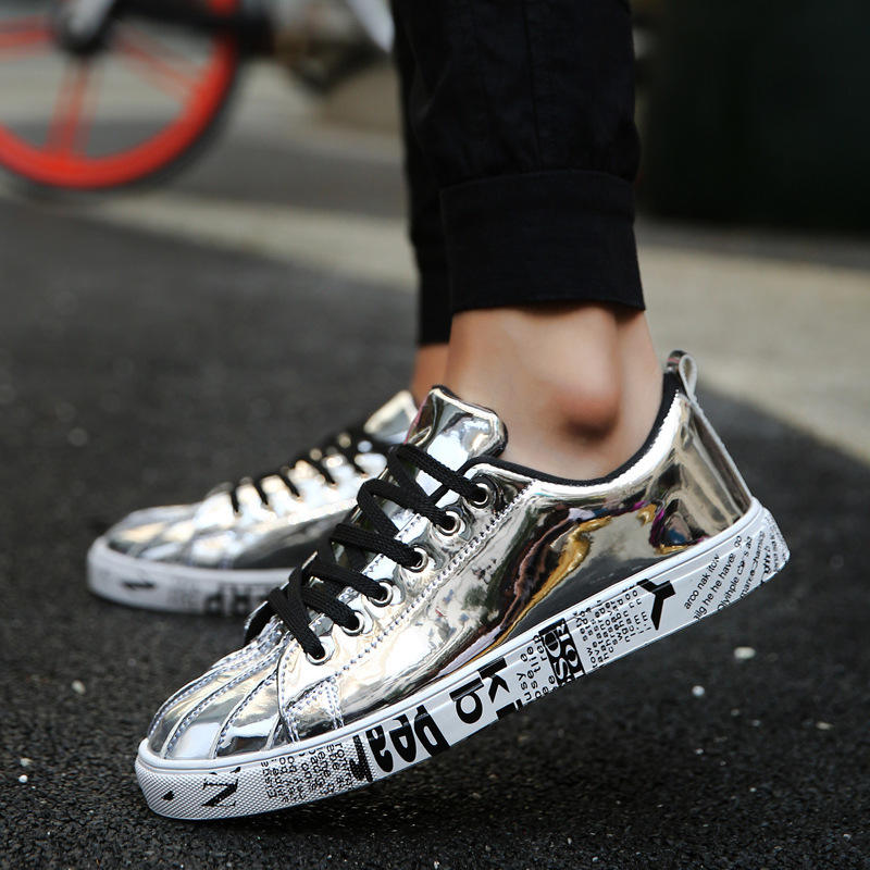 💖Gold and silver graffiti street sneakers