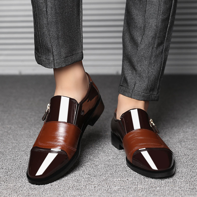🎉🎉🎉SPELL OUT LUXURY! Glossy brown - red leather shoes are full of luster, and zipper embellishment breaks monotony. They can hold the scene for workplace commuting and steal the show for dating & shopping—one pair dominates N styles.