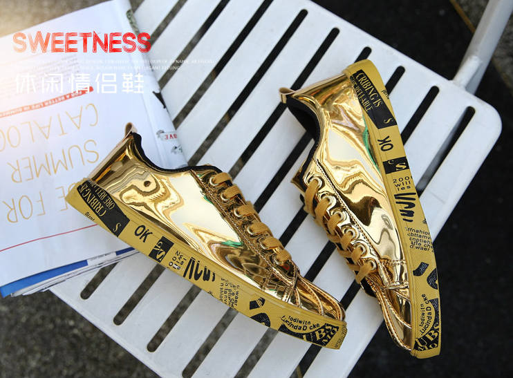 💖Gold and silver graffiti street sneakers