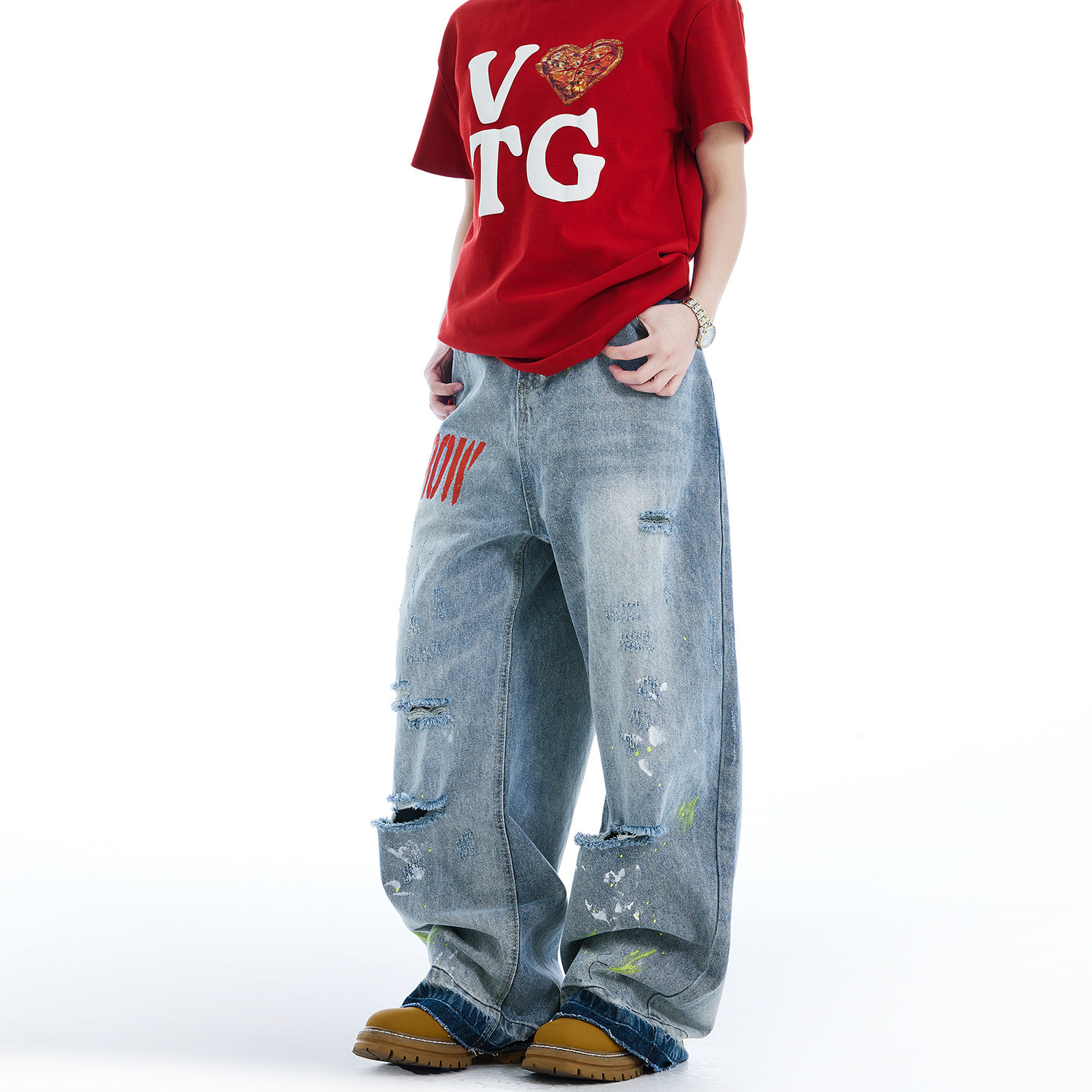 Graffiti ripped jeans