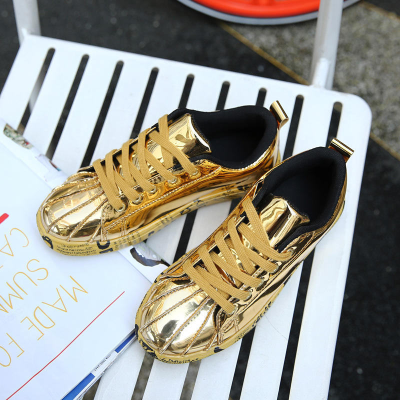 💖Gold and silver graffiti street sneakers