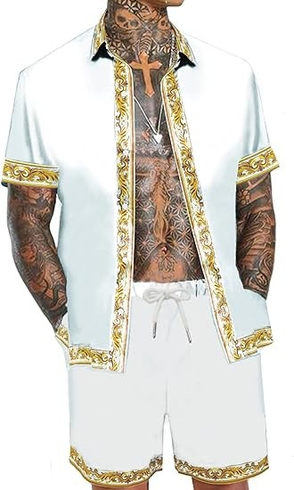 BUY A SET AND GET A RANDOM ACCESSOR💎 Men's casual short-sleeved shirt and shorts Hawaiian suit