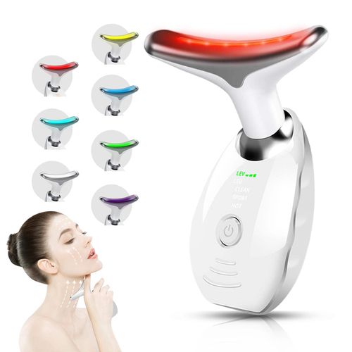 Ferramenta de escultura de pescoço facial de 7 cores recarregável EMS massageador facial vibratório