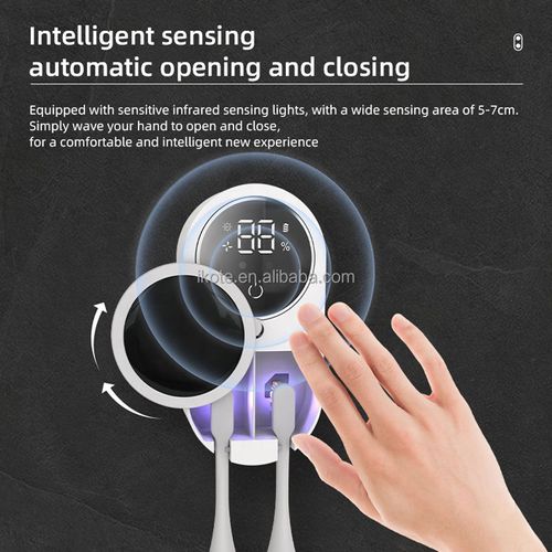 Suporte de escova de dentes montado na parede para esterilização inteligente e secagem ao ar