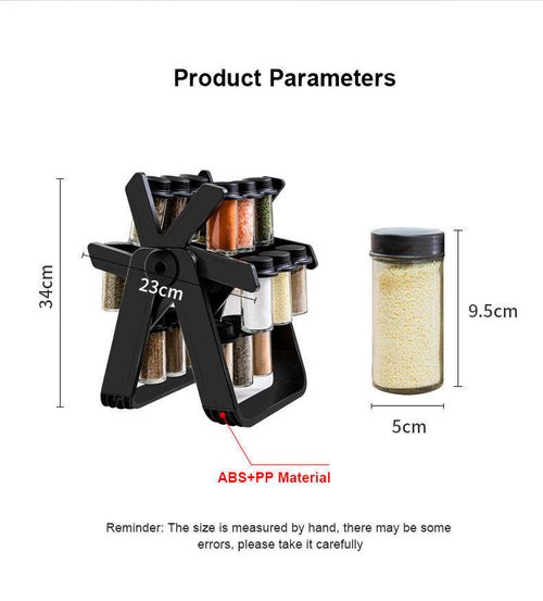 Conjunto giratório de temperos em vidro com roda gigante