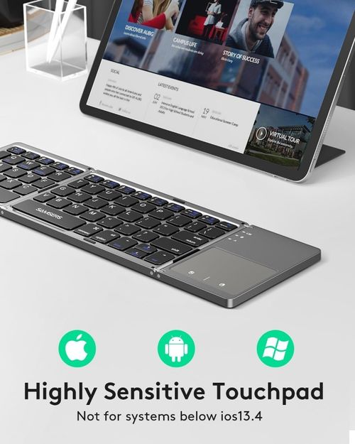 B033 Teclado dobrável fino sem fio recarregável de bolso Bluetooth com touchpad