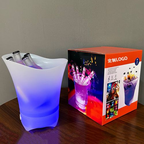 Balde de gelo luminoso Bluetooth LED luz portátil pequeno balde de cerveja de áudio