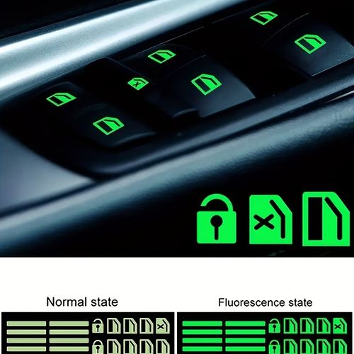 😍👉💢Window lifter modified sticker Glass fluorescent light car glow-in-the-dark switch window button sticker