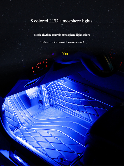 😍👉💥Car voice-activated remote control ambient light USB cigarette lighter car interior modification one tow four seven color remote control 48 lights