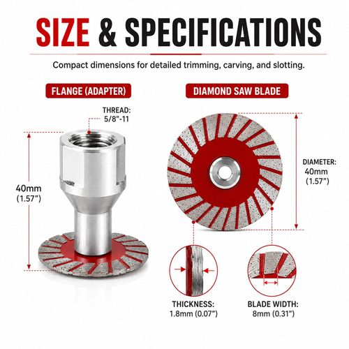 5-Piece 40mm Diamond Engraving Blade & Saw Kit with Removable Flange (5/8-11 Thread) for Granite Marble Ceramic PVC Precision Lettering - Multi-Material Carving Tools-Red