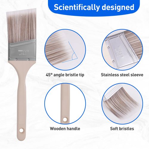 Paint Brush, 2.5IN Stain Brushes for Painting Walls House Touch-Ups,Furnitures and Fence Staining, Wooden Handle Masonry Paintbrush(6 Packs)