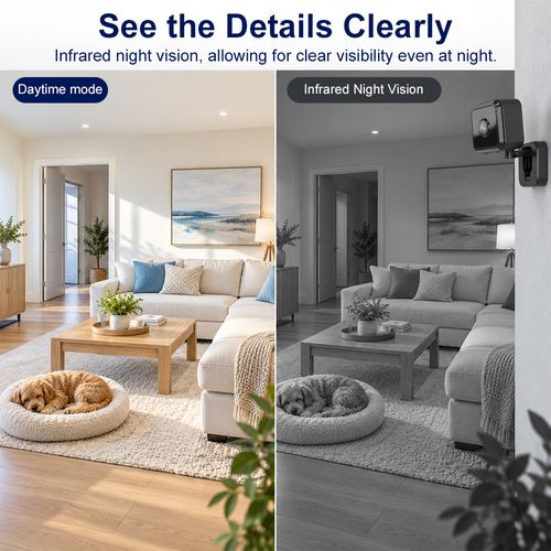 Color Night Vision Indoor or Outdoor Camera (Black), IP65 weather resistant, motion detection alerts, two-way audio