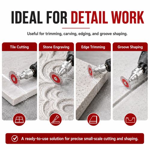 5-Piece 40mm Diamond Engraving Blade & Saw Kit with Removable Flange (5/8-11 Thread) for Granite Marble Ceramic PVC Precision Lettering - Multi-Material Carving Tools-Red