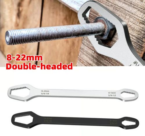 8-22mm Double-Ended Multifunctional Universal Wrench, 2026 New Self-Adjusting Wrench Set All in One Tool, Outdoor Riding Home Car Repair Tools for Auto Repair (Black+Silvery)