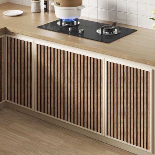 Wood-Grain Wall Sticker, Self-Adhesive Faux Wood Wallpaper, Waterproof and Moisture-Resistant Peel-and-Stick Decor for Living Room, Bedroom, and Kitchen