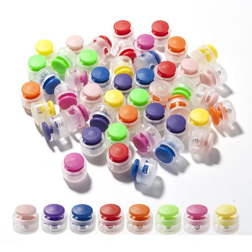 Plastic Cord Locks for Drawstrings Shoelaces, 100 Pcs Adjustable Round Cord Stops for Paracord, Backpacks