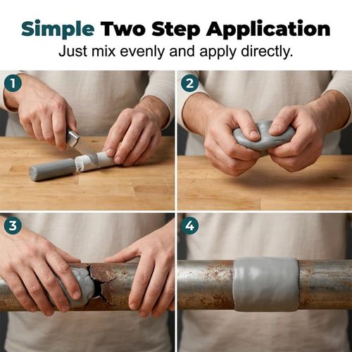 500g Steel Reinforced Epoxy Putty, Easy Operation, High Strength & Strong Adhesion, Excellent Restoration, Waterproof Heat Resistant Drillable, Permanent Repair Putty for Metal Wood Ceramic Concrete Plastic PVC Pipe Leaks Cracks Holes & Broken Parts fat