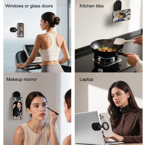Magnetic Suction Phone Stand for MagSafe, Multifunctional Phone Mount,18 Strong Adhesion Suction Cups, Rotatable Foldable Universal Phone Holder for Car Gym Travel Home, Hands Free, Hook Design